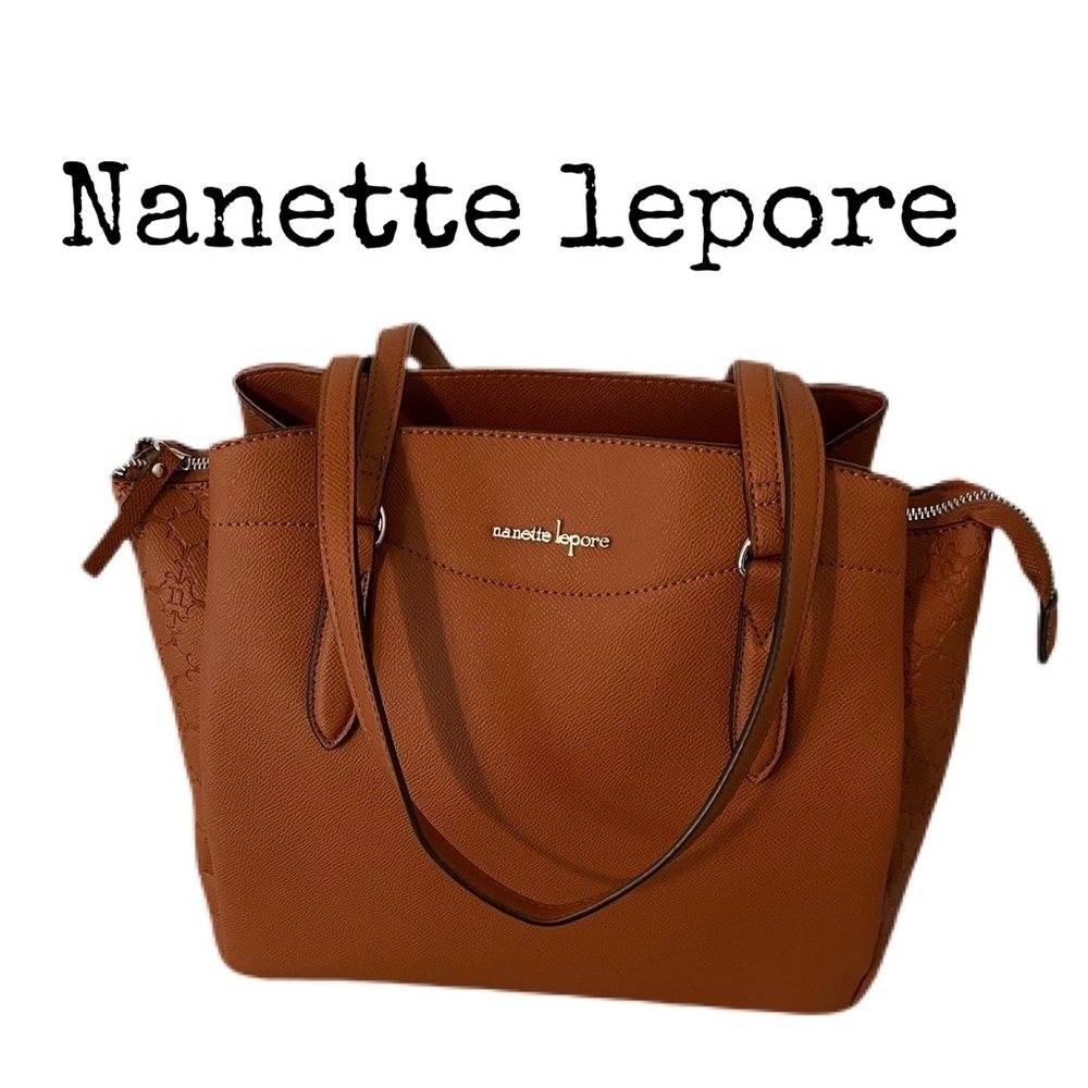 NWT Nanette Lenore Seraphina embossed Cognac tote bag